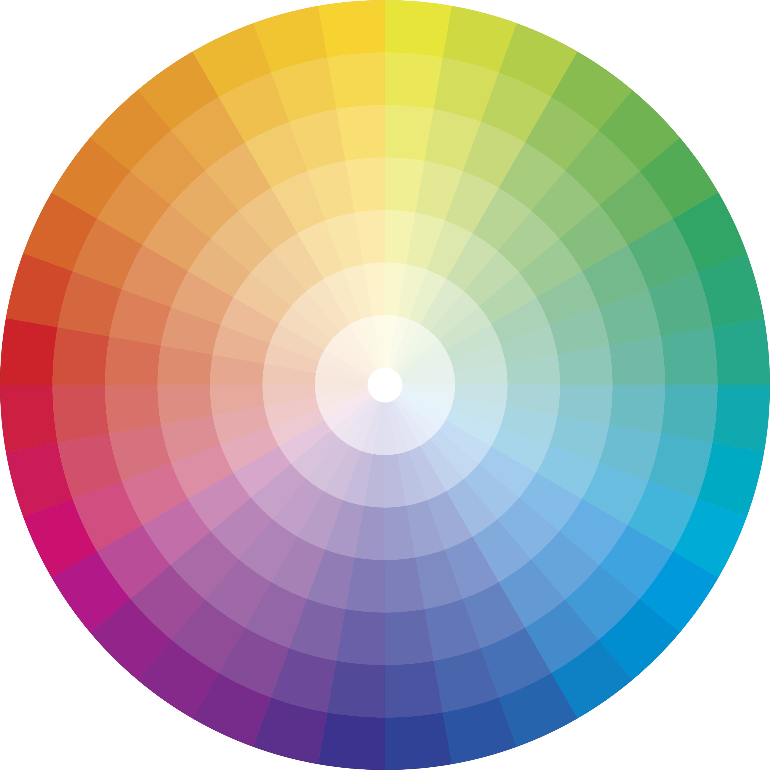 Color wheel with graduation to white