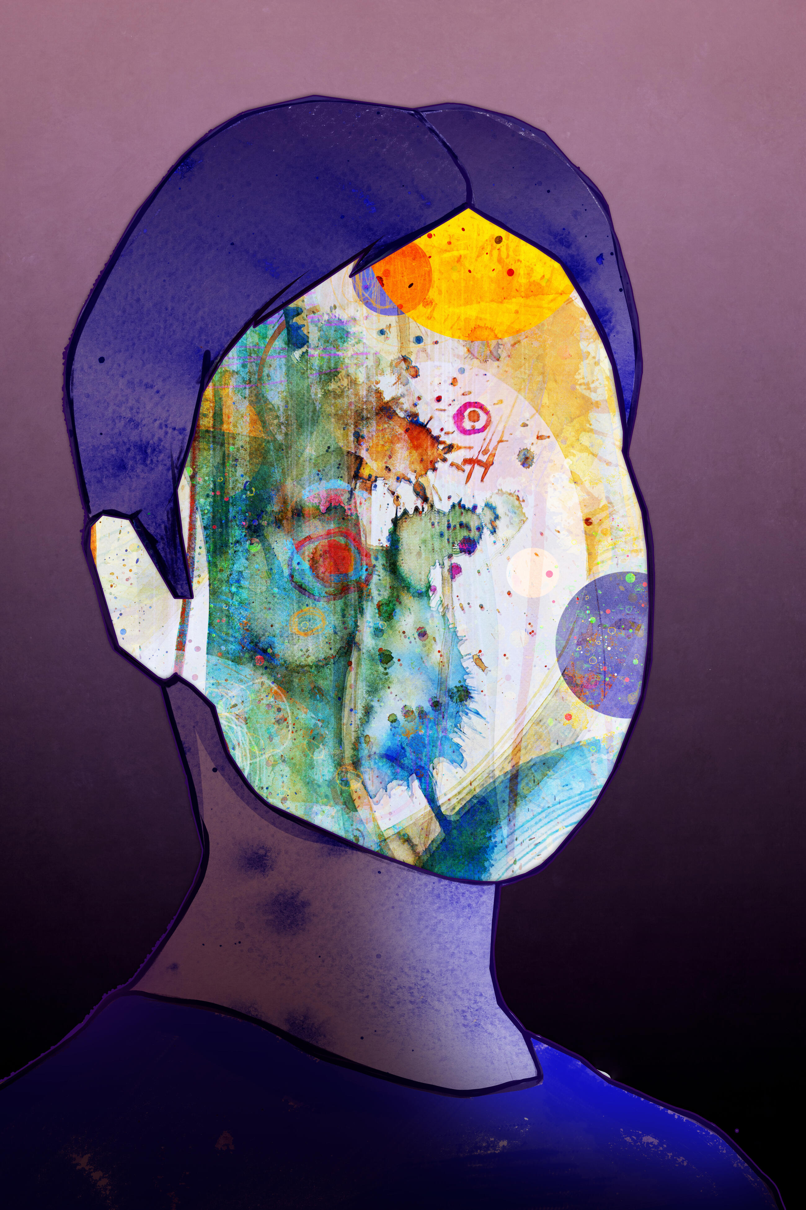 Abstract Portrait of a Person with Bright Sparks of Inspiration