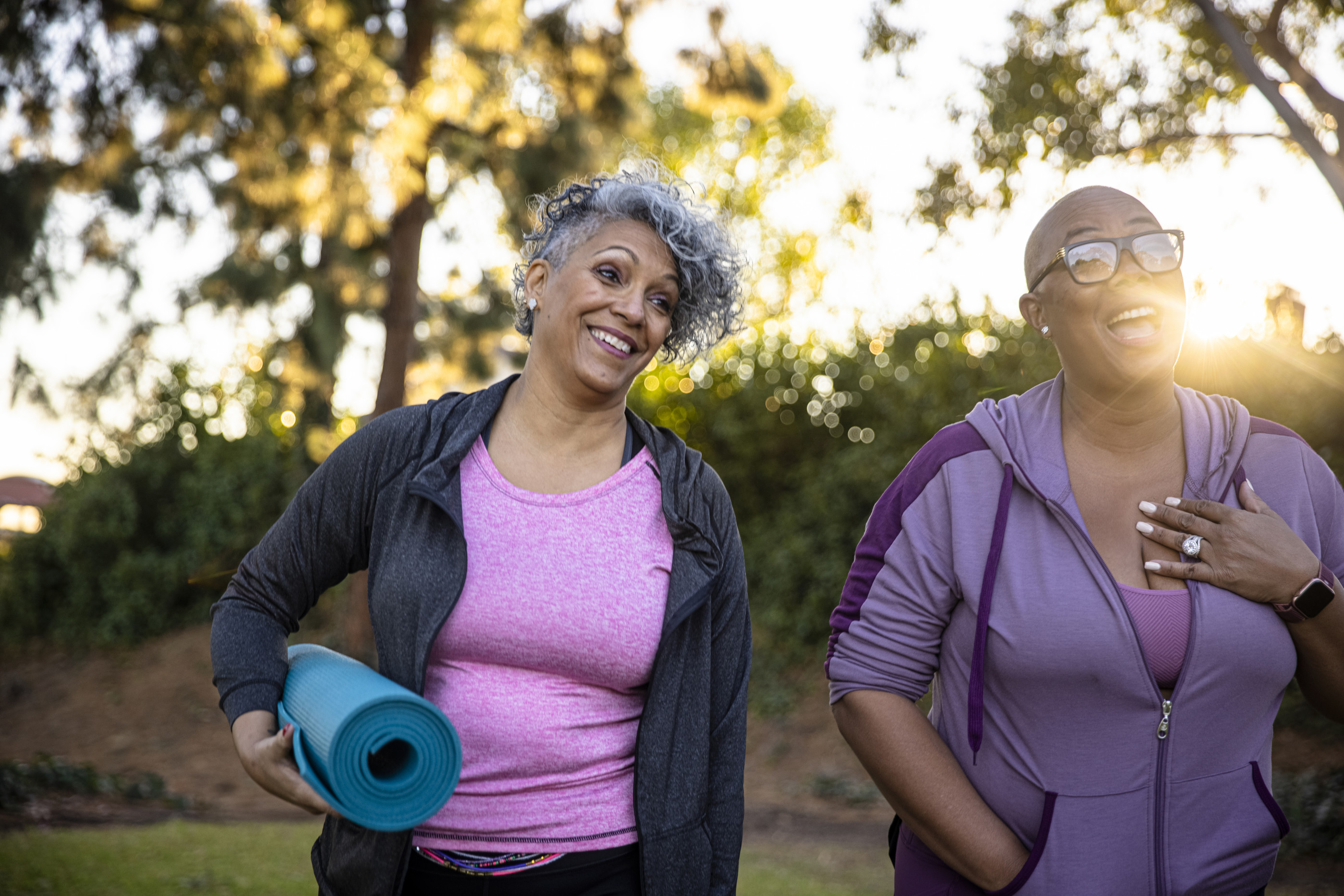 Senior black women working out.