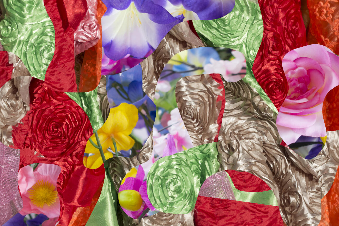 Collage of Flowers and Fabric