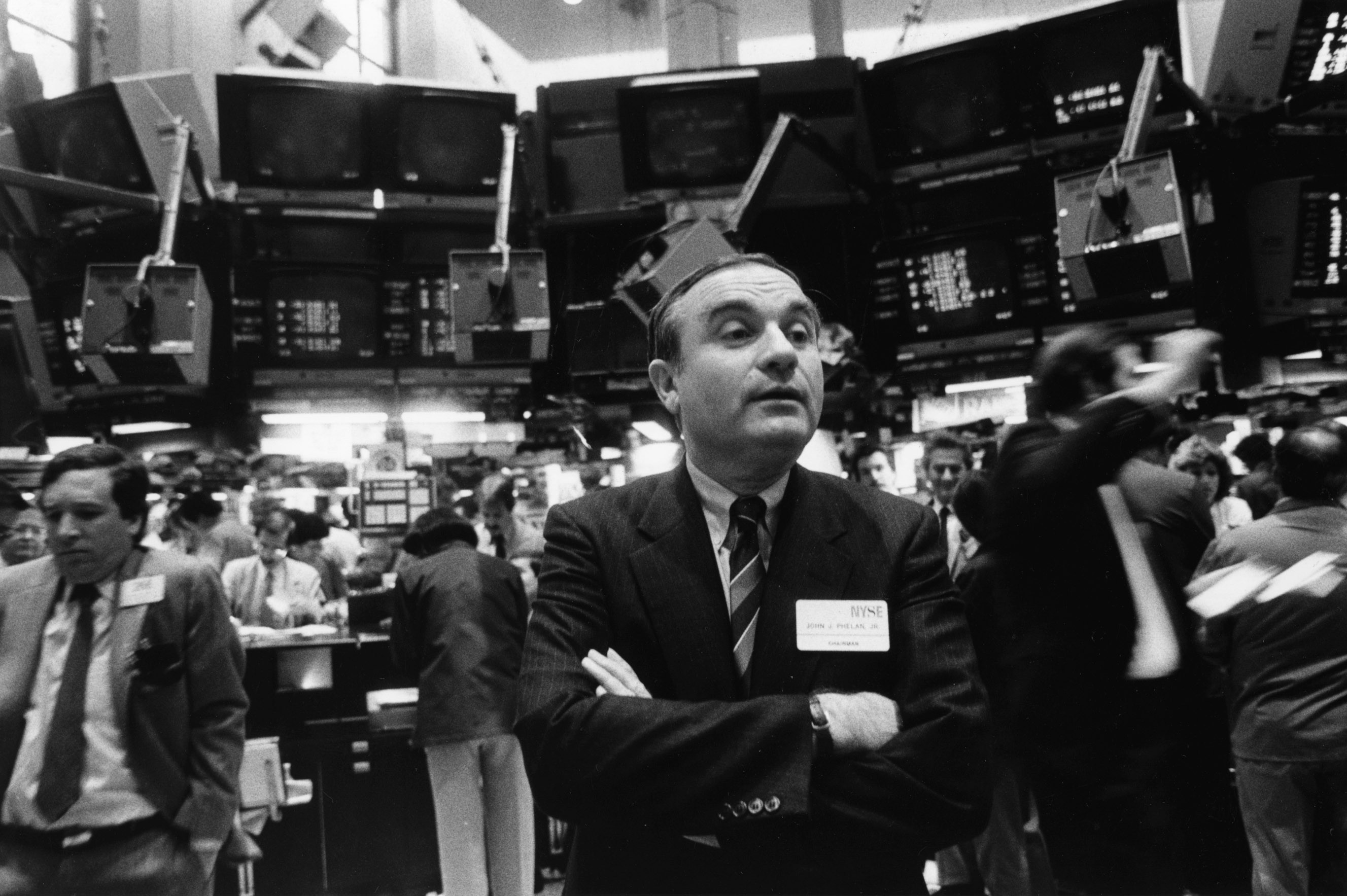 NEW YORK, NY - APRIL 14: FILE, John J. Phelan, Jr. former chairman of the New York Stock Exchange poses for a photo in New York, NY on April 14, 1985. Phelan died Aug 4 in New York CIty.   (Photo by Joel Richardson/The Washington Post via Getty Images)