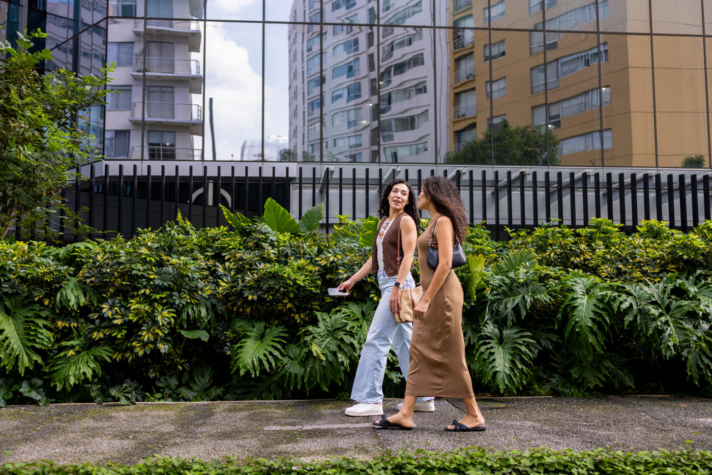 Friends young woman enjoying Polanco in Mexico City