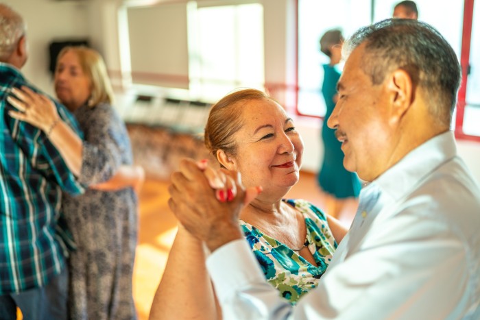 Senior couple dancing at dance studio