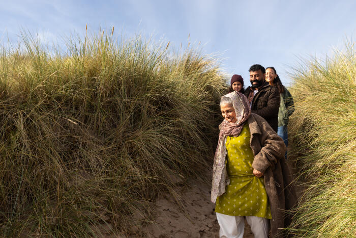 Family Walk to The Beach