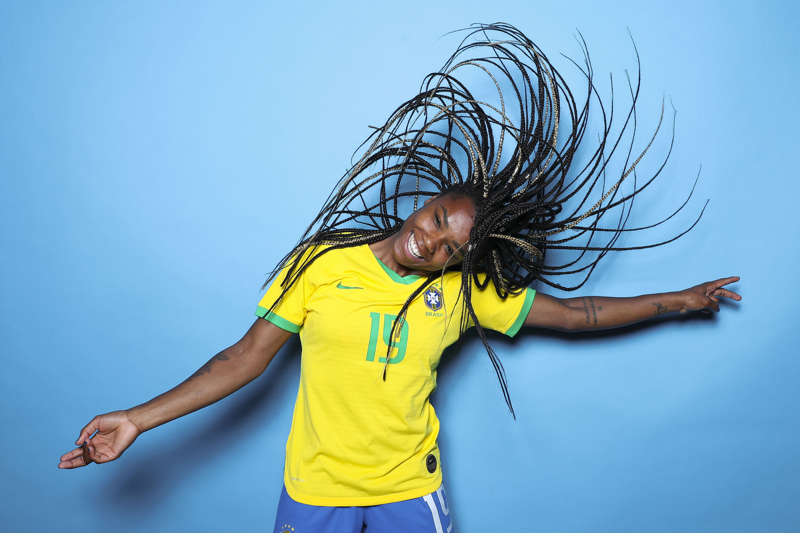 GRENOBLE, FRANCE - JUNE 06: Ludamil of Brazil poses for a portrait during the official FIFA Women's World Cup 2019 portrait session at Grand Hotel Uriage on June 06, 2019 in Grenoble, France. (Photo by Naomi Baker - FIFA/FIFA via Getty Images)