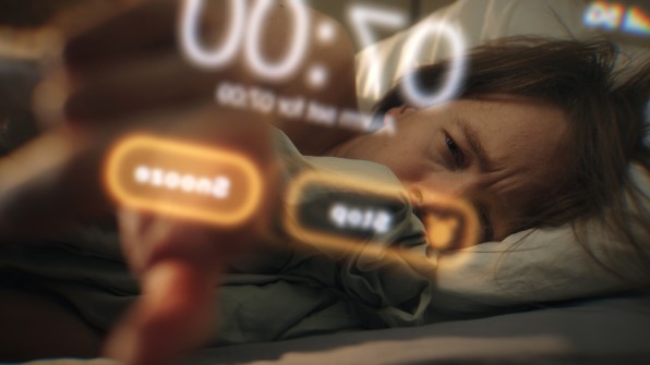 Point of view turning off alarm clock