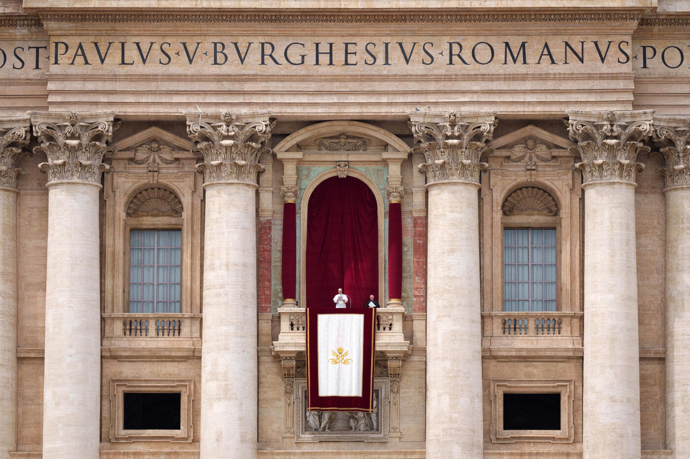 VATICAN CITY, VATICAN - MAY 11: Pope Leo XIV appears on the main central loggia of St Peter's Basilica for the Regina Caeli prayer in St. Peter's Square on May 11, 2025 in Vatican City, Vatican. Pope Leo XIV (formerly Robert Francis Prevost) was elected to the papacy on May 8 following the death of Pope Francis on April 21. (Photo by Christopher Furlong/Getty Images)