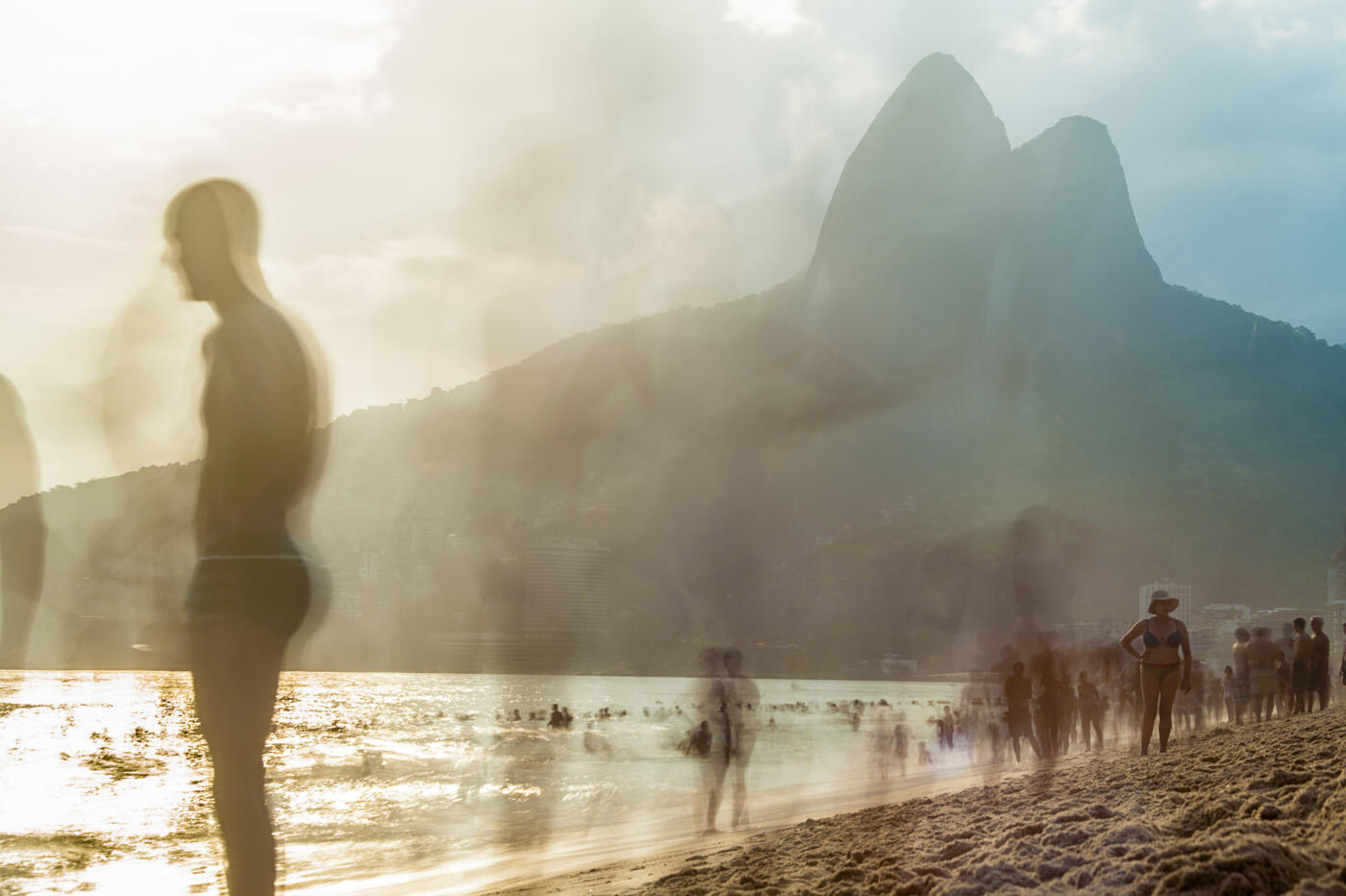 View of Ipanema Beach with Morro Dos Hermanos in background