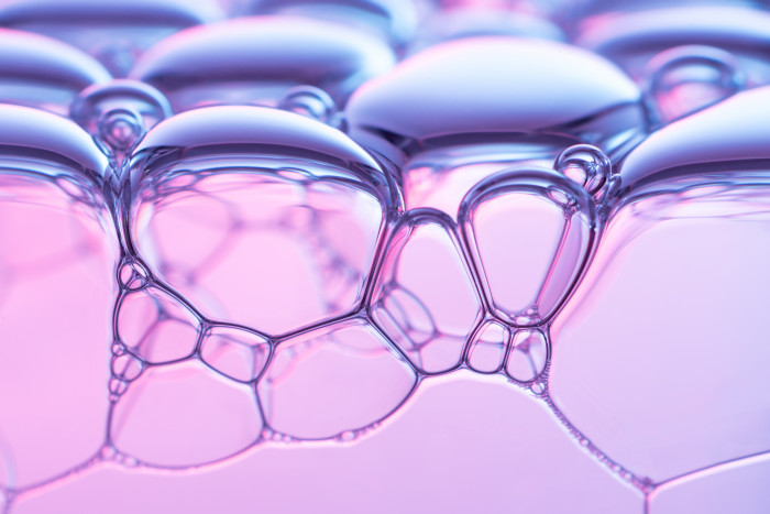 Pink Colored Soap Foam Macro Photography