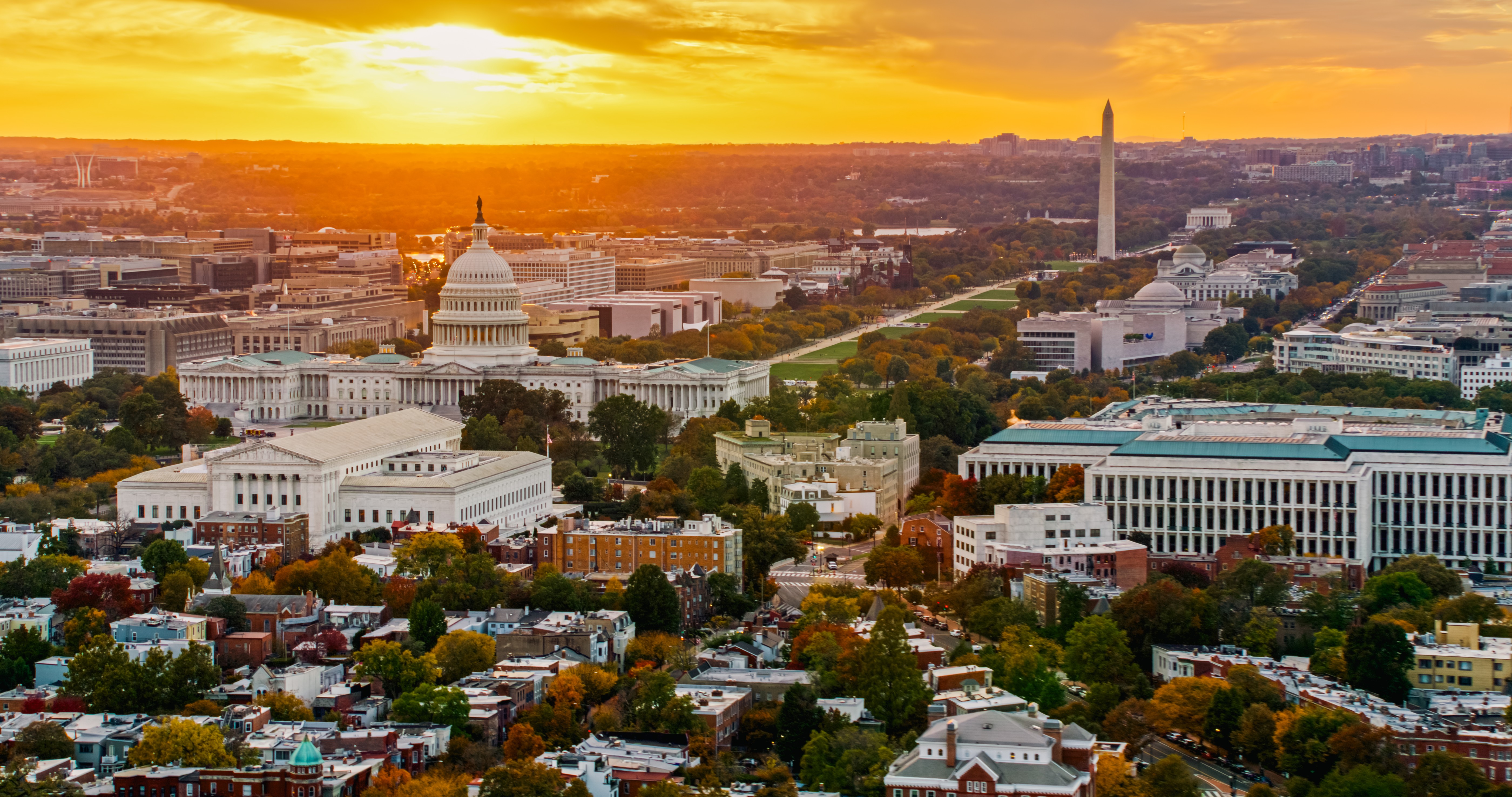 壮観：上空から見たワシントンDC | Getty Images 日本
