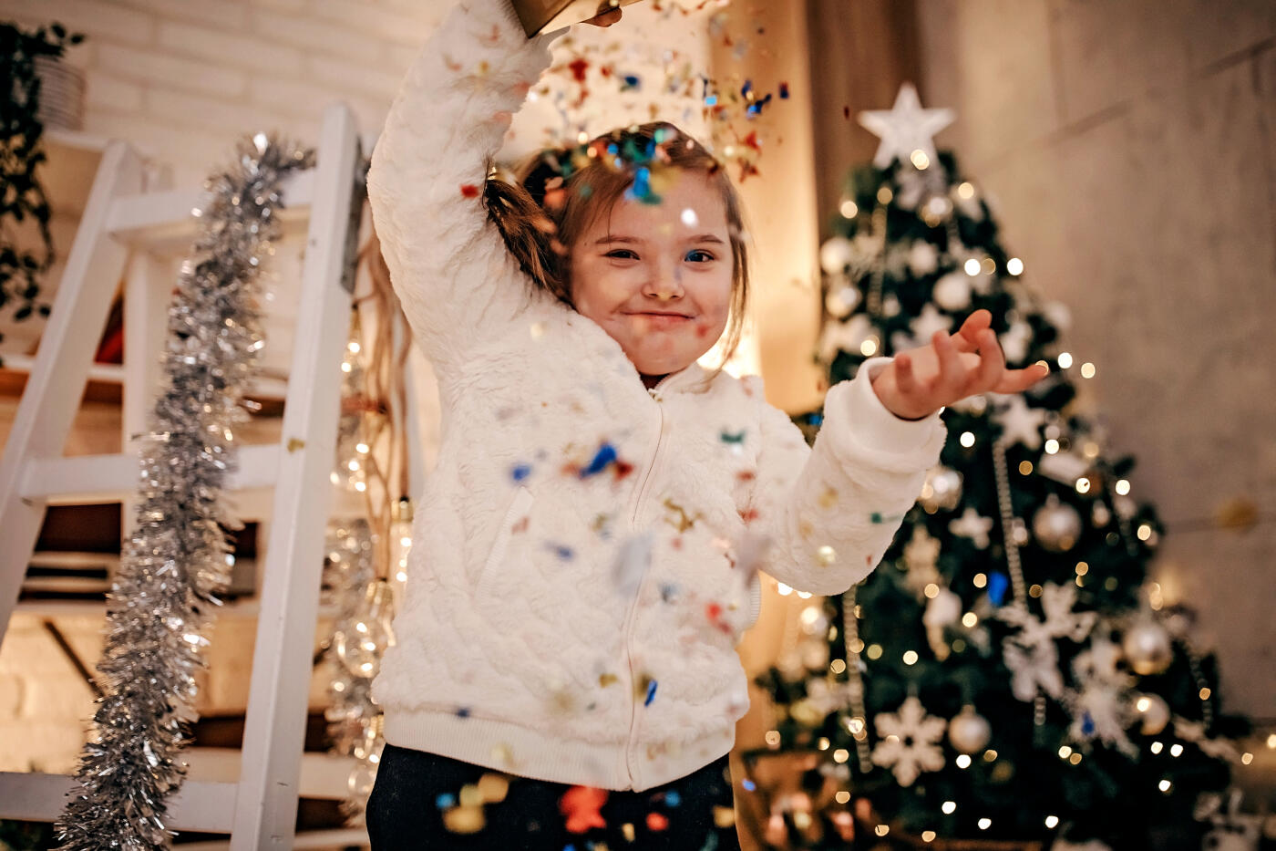 Girl with Down’s syndrome celebrating Christmas