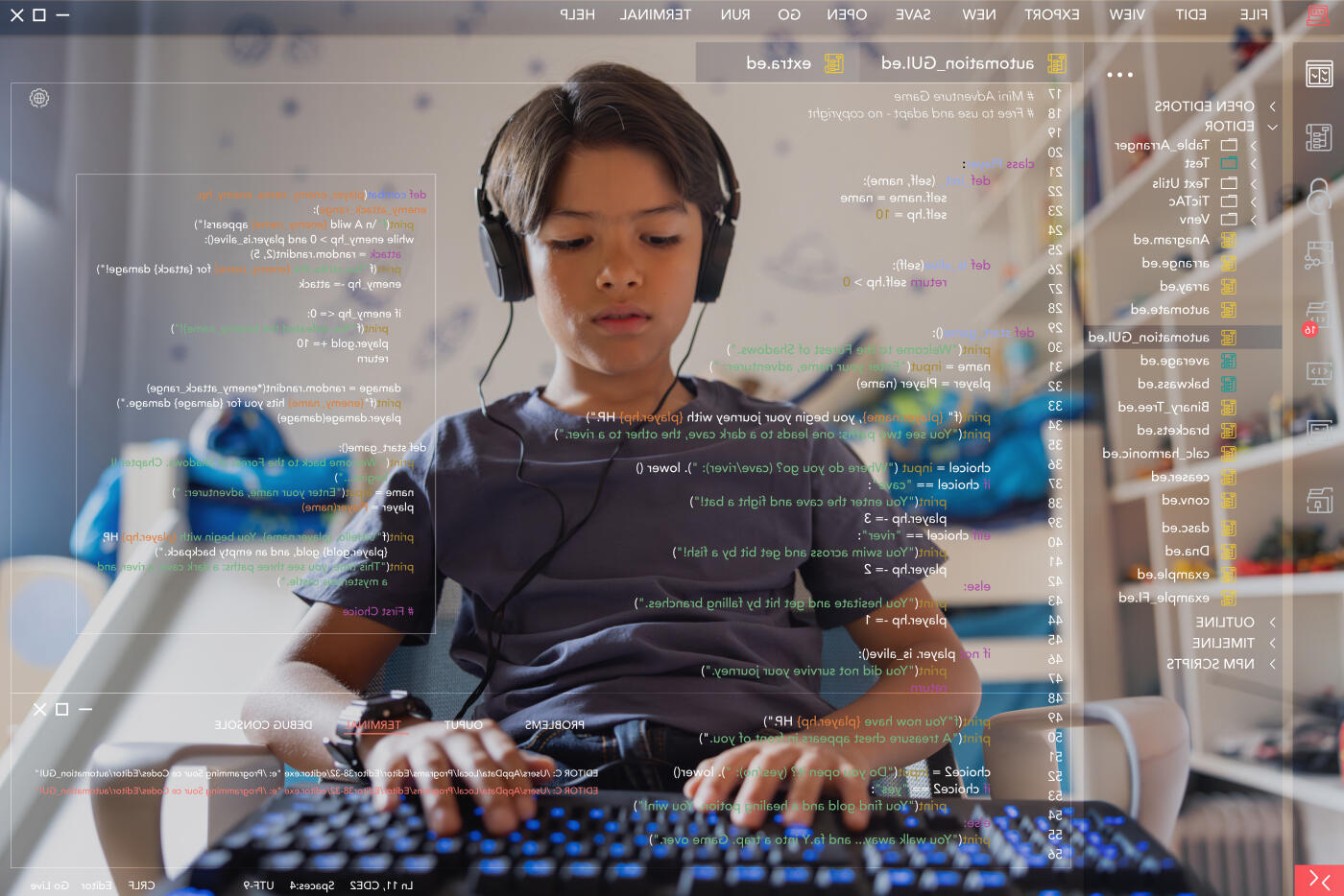 Smart Latin American boy coding at home on his computer - Technology concepts