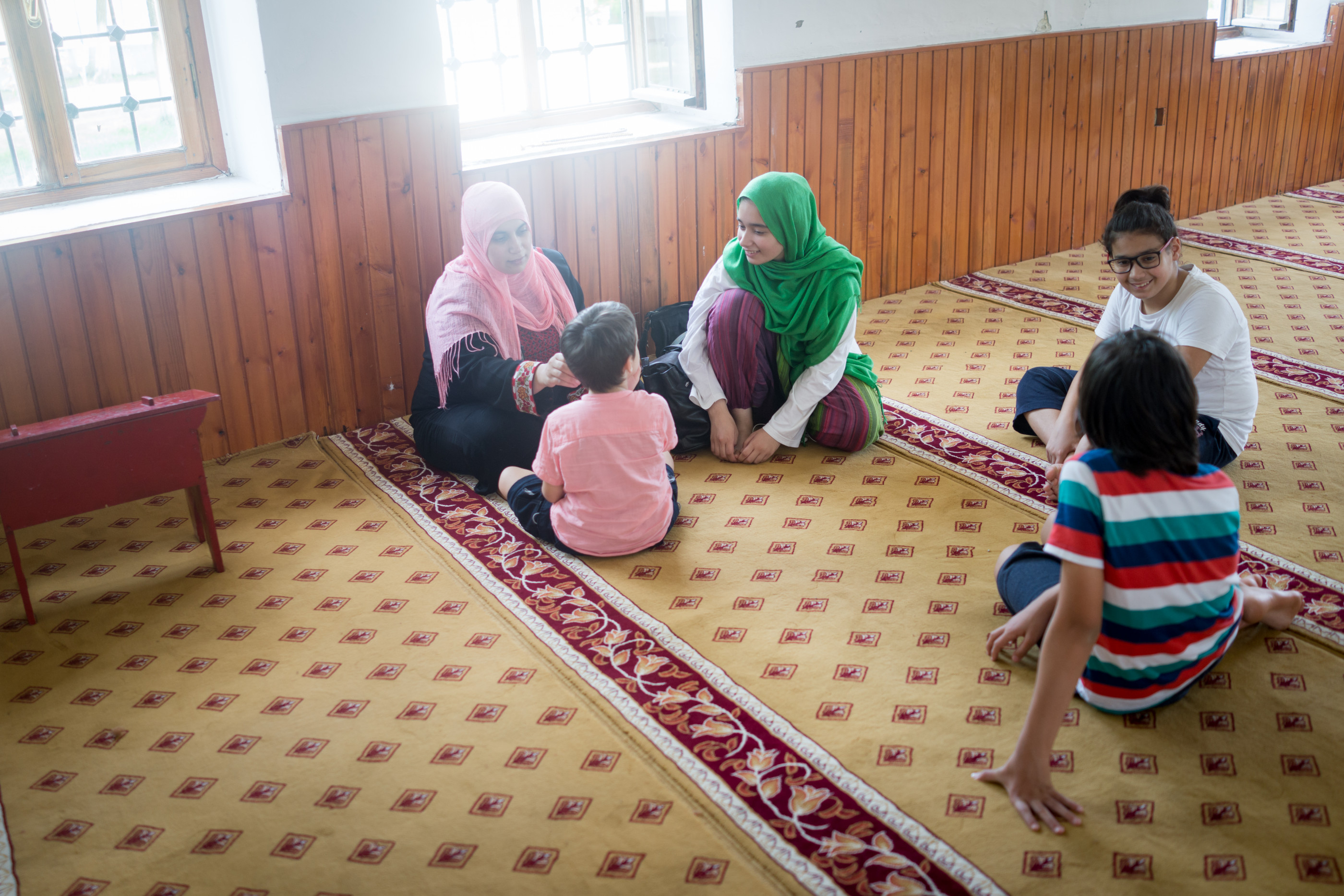 Muslim family in mosque