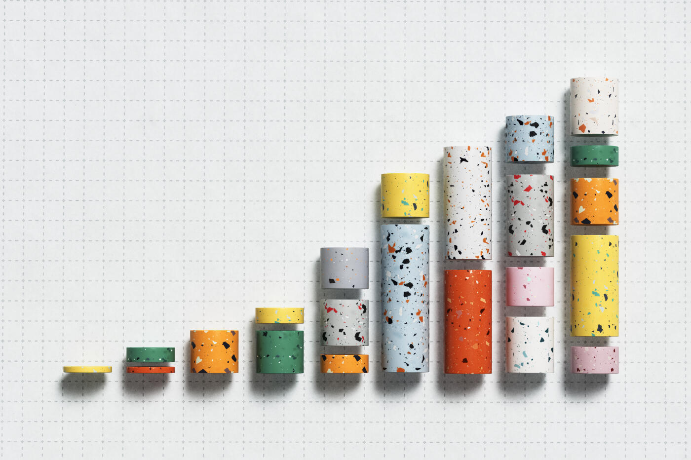 A bar graph made from colourful columns