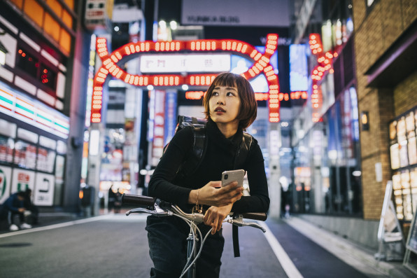 Woman Working as Bike Courier