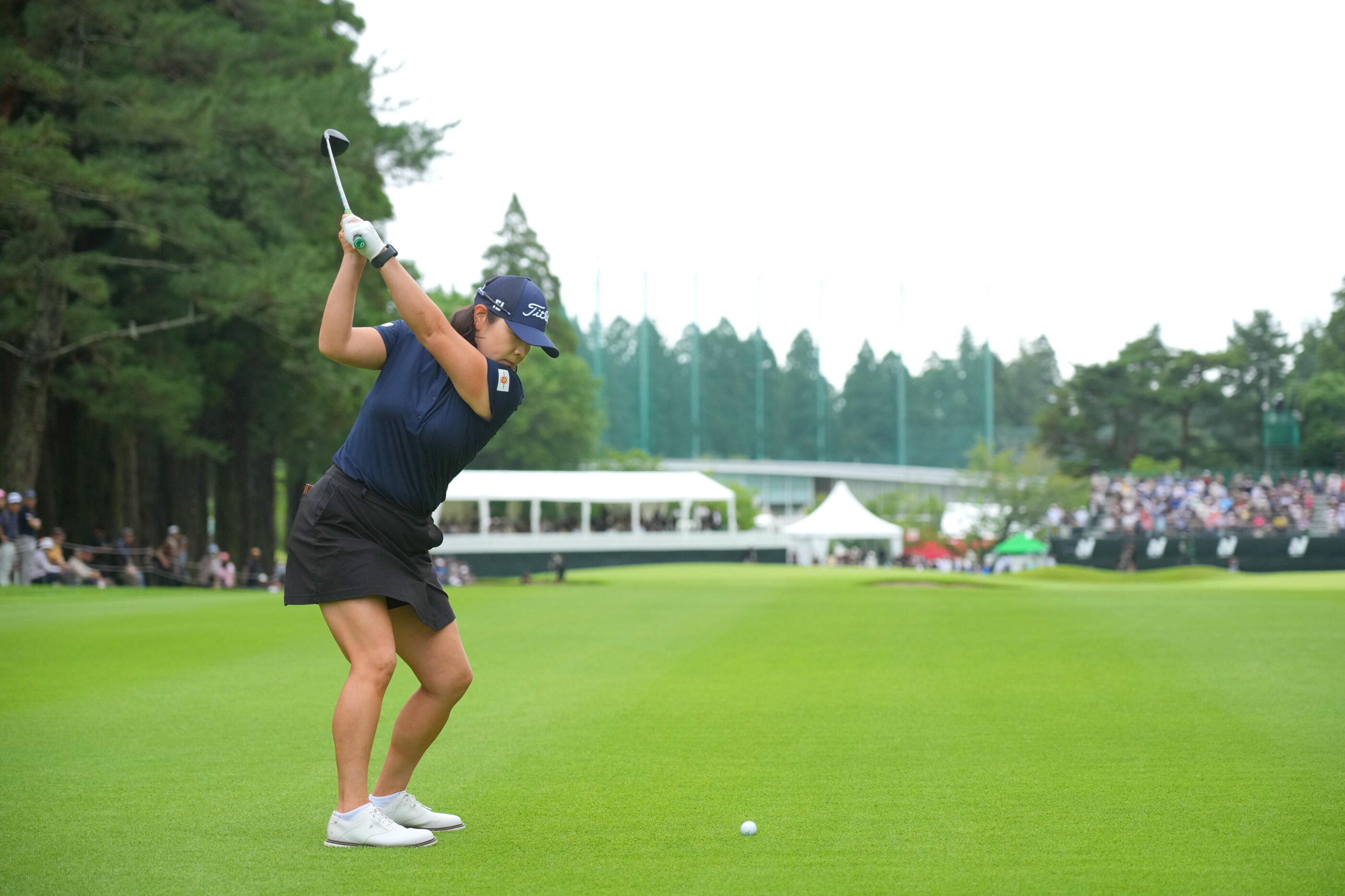 CHIBA, JAPAN - JUNE 21: Min-Young Lee of South Korea hits her second shot on the 18th hole during the playoff first hole following the final round of  NICHIREI LADIES at Sodegaura Country Club Shinsode Course on June 21, 2026 in Chiba, Japan. (Photo by Yoshimasa Nakano/Getty Images)