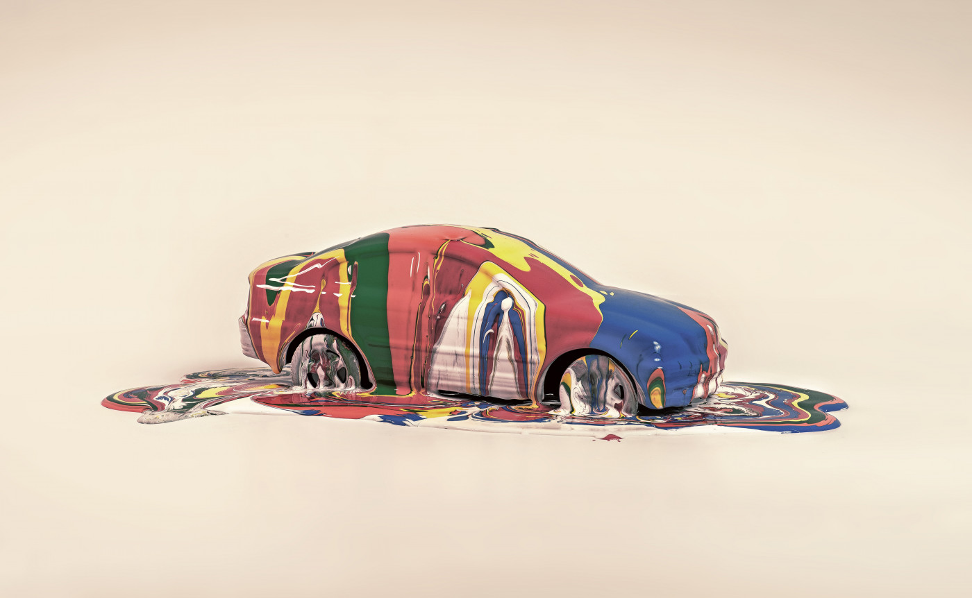 Car covered in paint