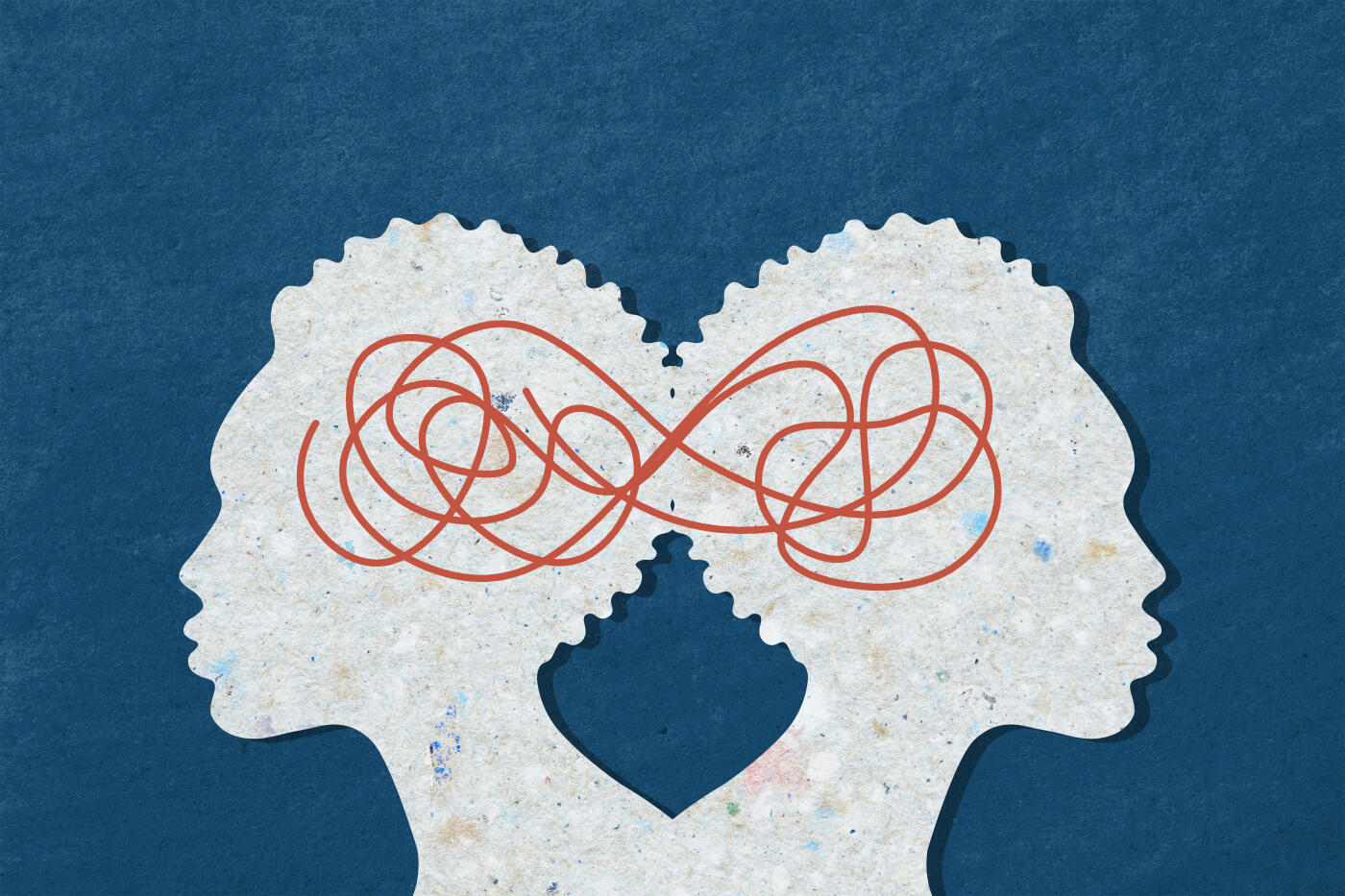 A woman looking in different directions with confused thoughts