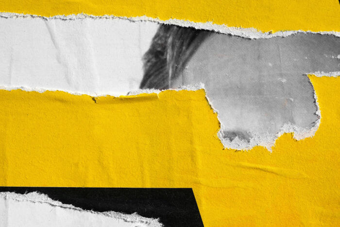 Old ripped torn colorful grunge posters backgrounds creased crumpled paper backdrop surface placard, empty space for text