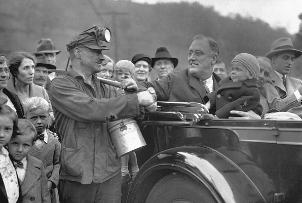Franklin Delano Roosevelt Shakes Hands with Miner
