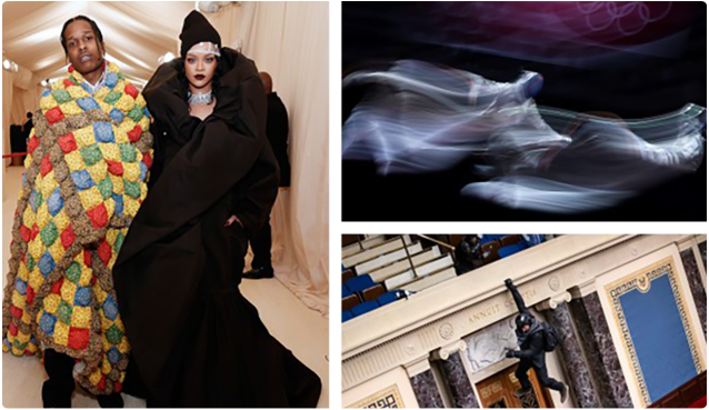 Mosaic of entertainment, sports, and news images