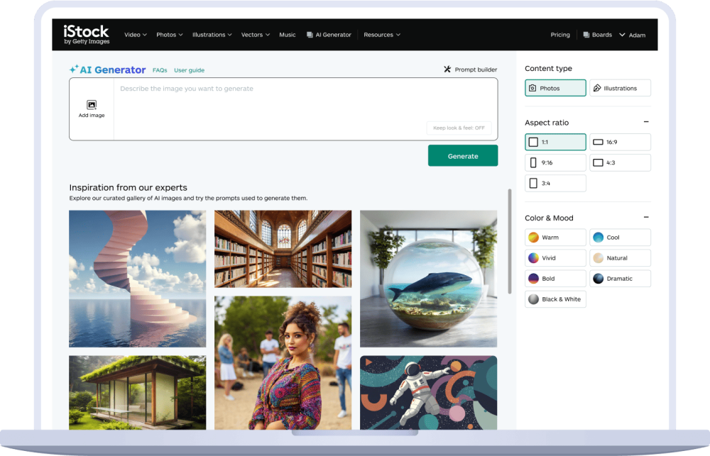 Hinweise zur Anwendung des KI-Bildgenerators von iStock