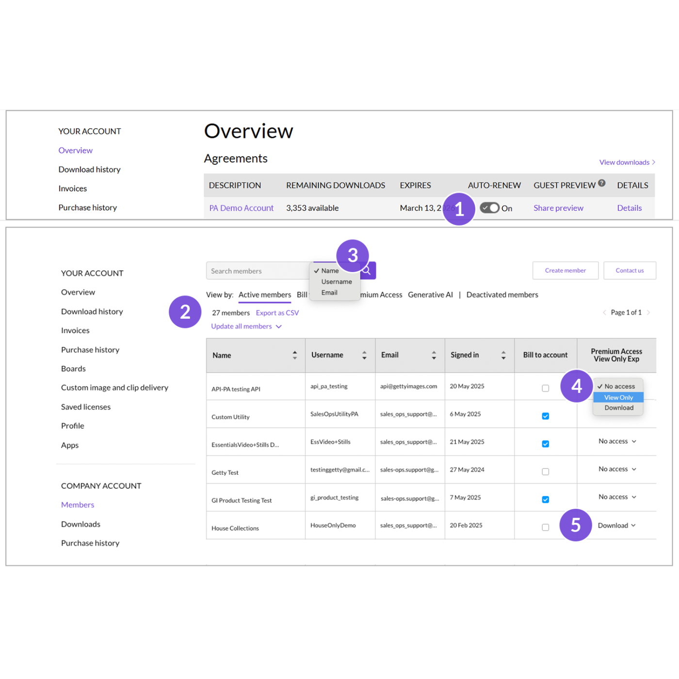 Account overview