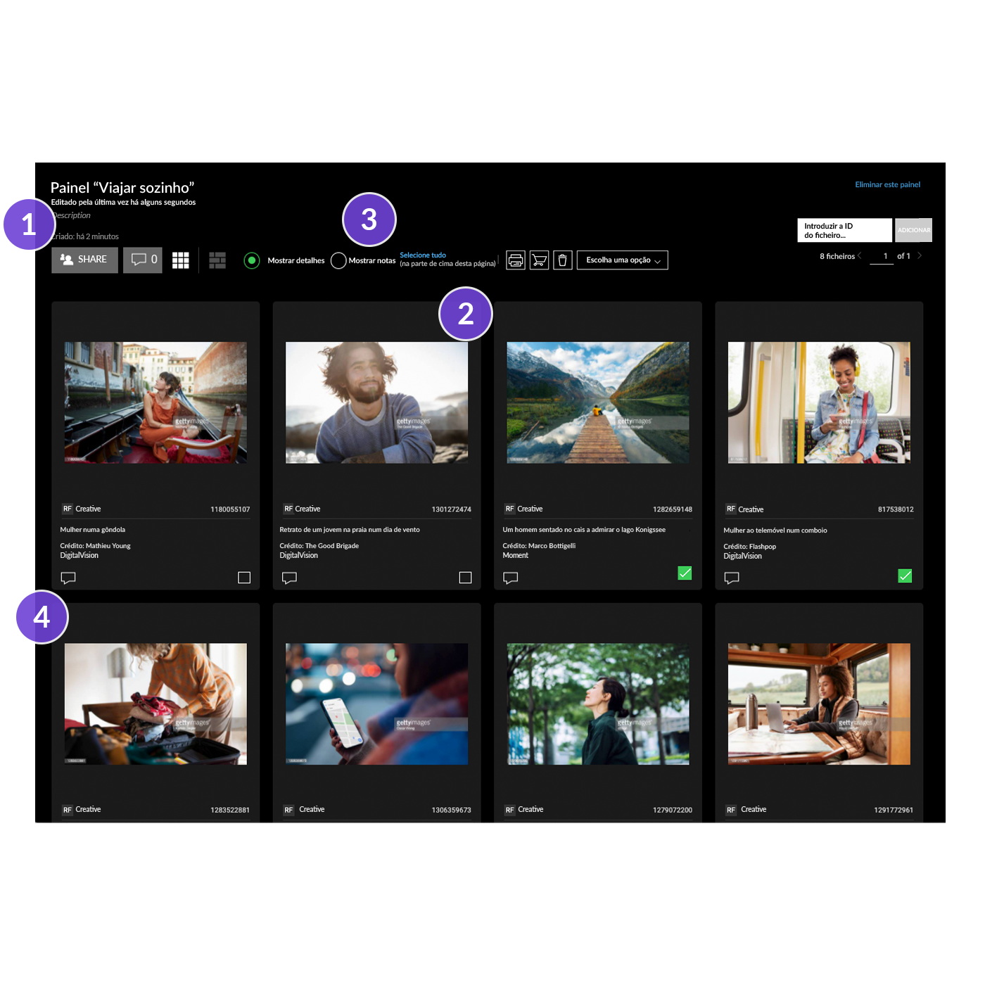 Opções para utilizar um painel para colaboração