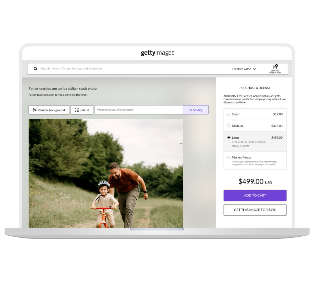 Come utilizzare le funzionalità per la modifica di immagini con IA di Getty Images