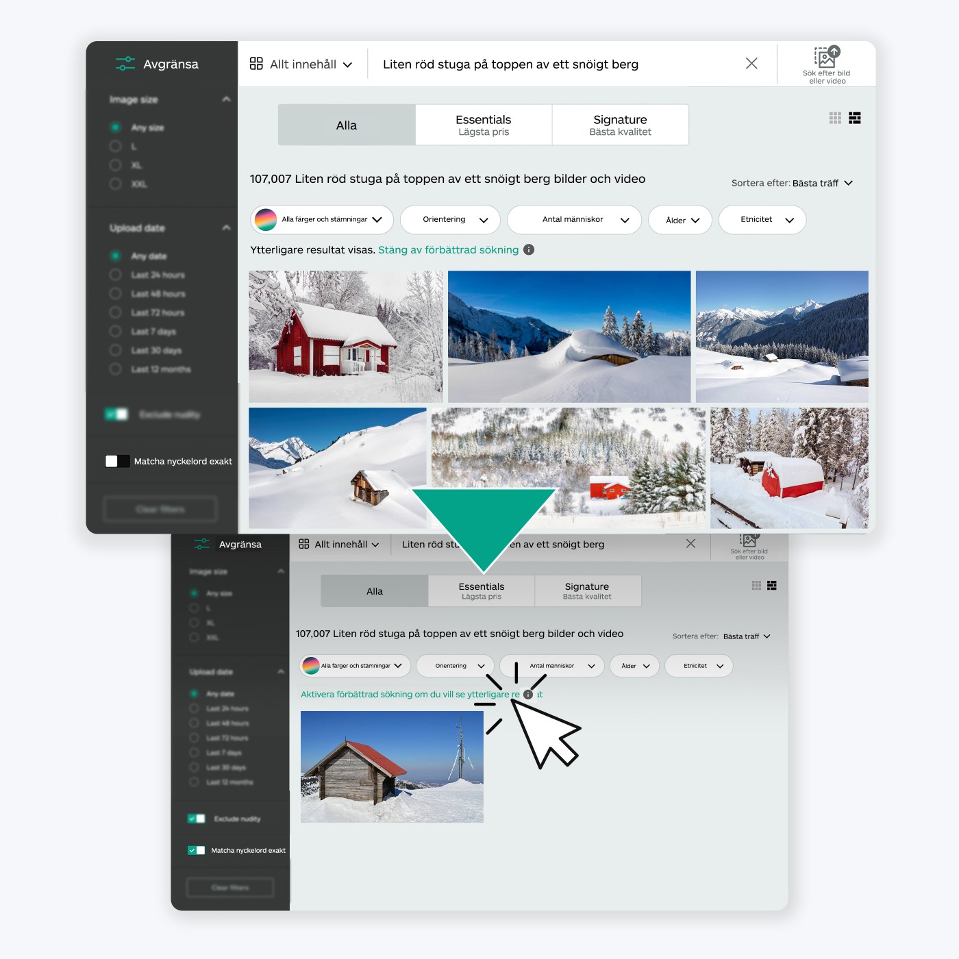 Använd förbättrad sökning för att få förbättrade resultat