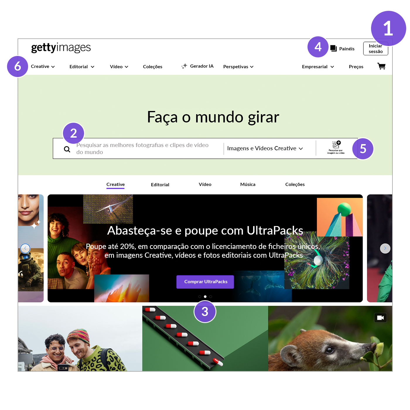 Como iniciar a pesquisa na página inicial